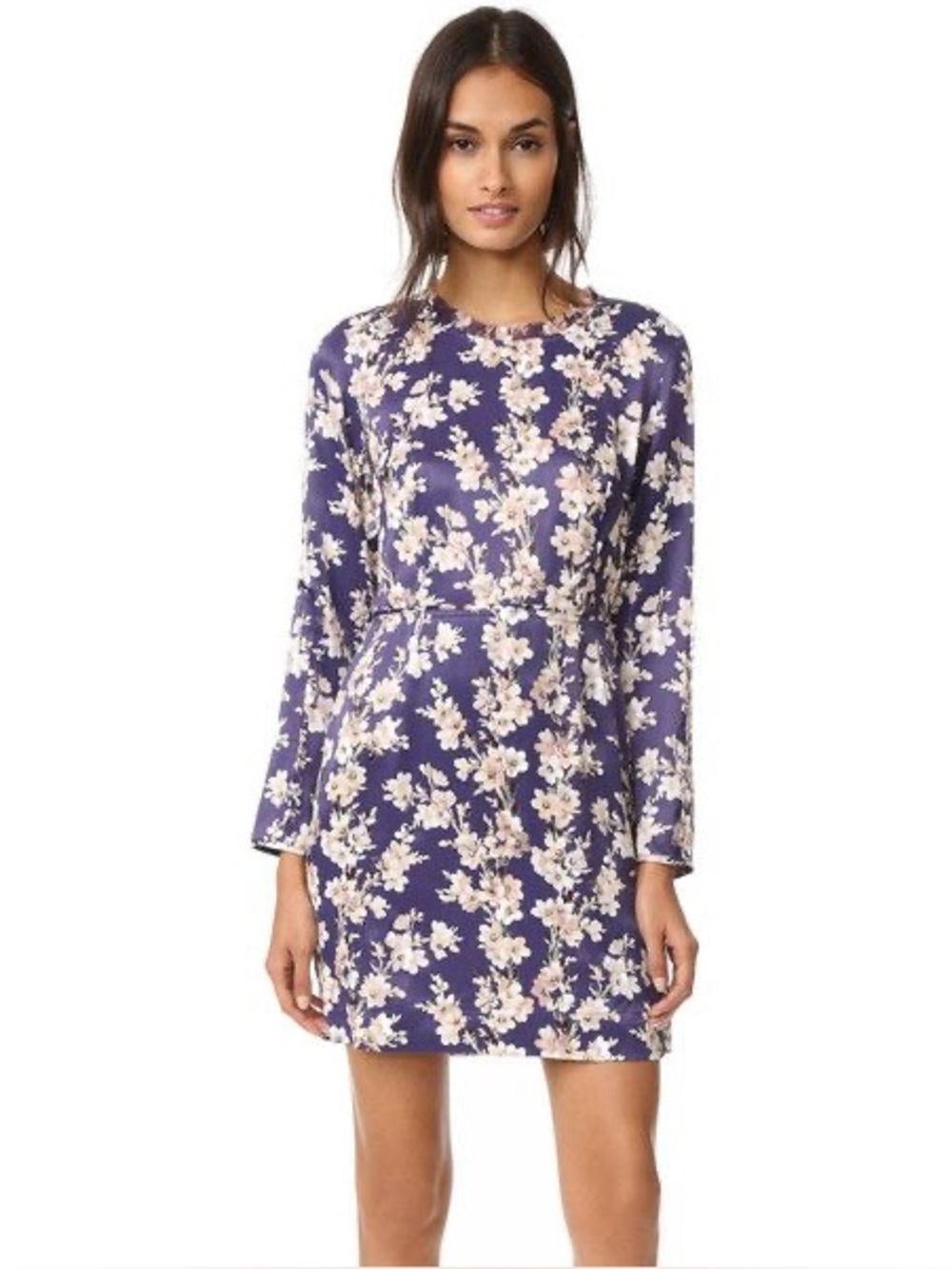 Club Monaco Kaveh Floral Purple Violet Long Sleeve Shift Dress 4